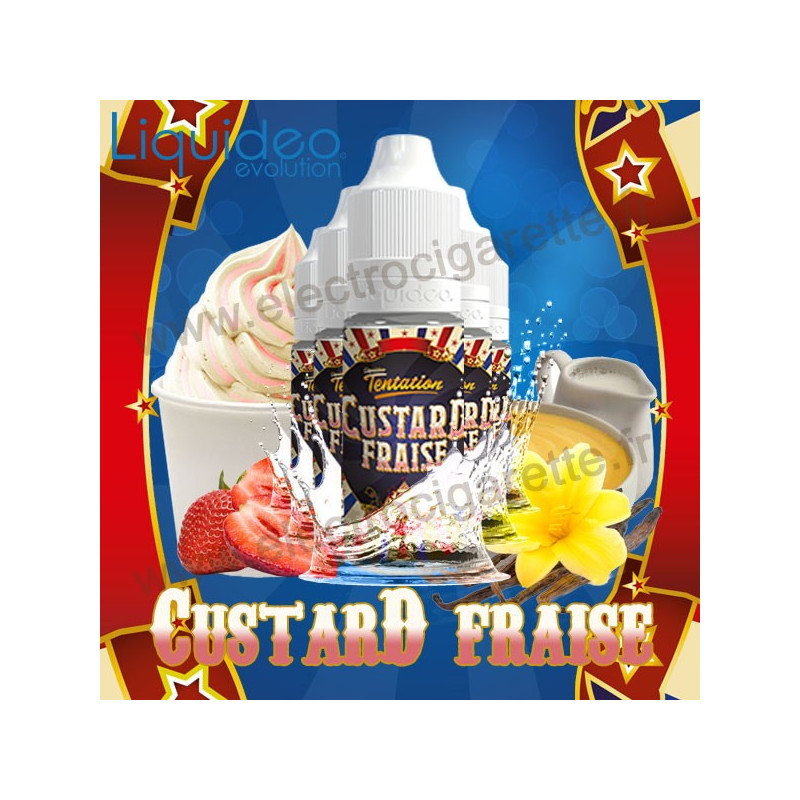 5 x 10 ml Custard Fraise - Tentation - Liquideo