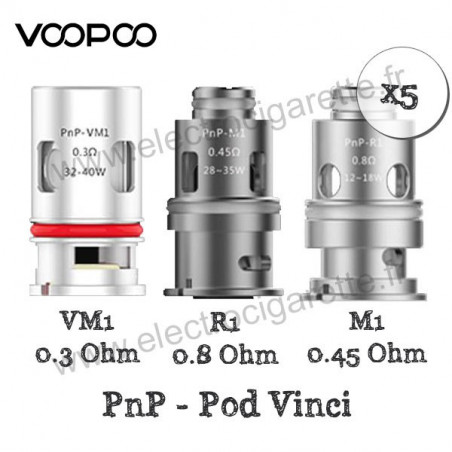 Pack de 5 x Résistances PnP pour Vinci Pod - Voopoo