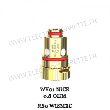 Pack de 5 x résistances WV01 0.8 Ohm NiCr R80 Wismec