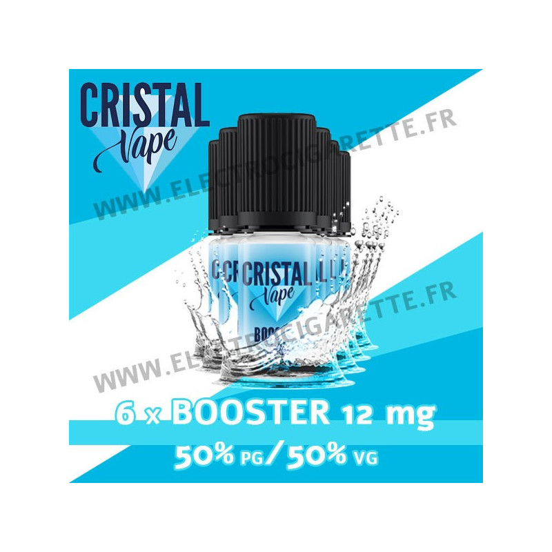 Pack 6 boosters 10ml pour avoir 12 mg de nicotine pour 100ml - Cristal Vape