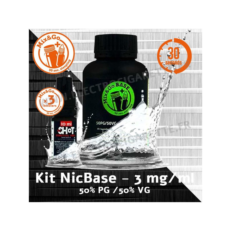 Kit Base - MixandGo - Chemnovatic - 200 ml - 3mg avec 3 boosters - 50% VG / 50% PG