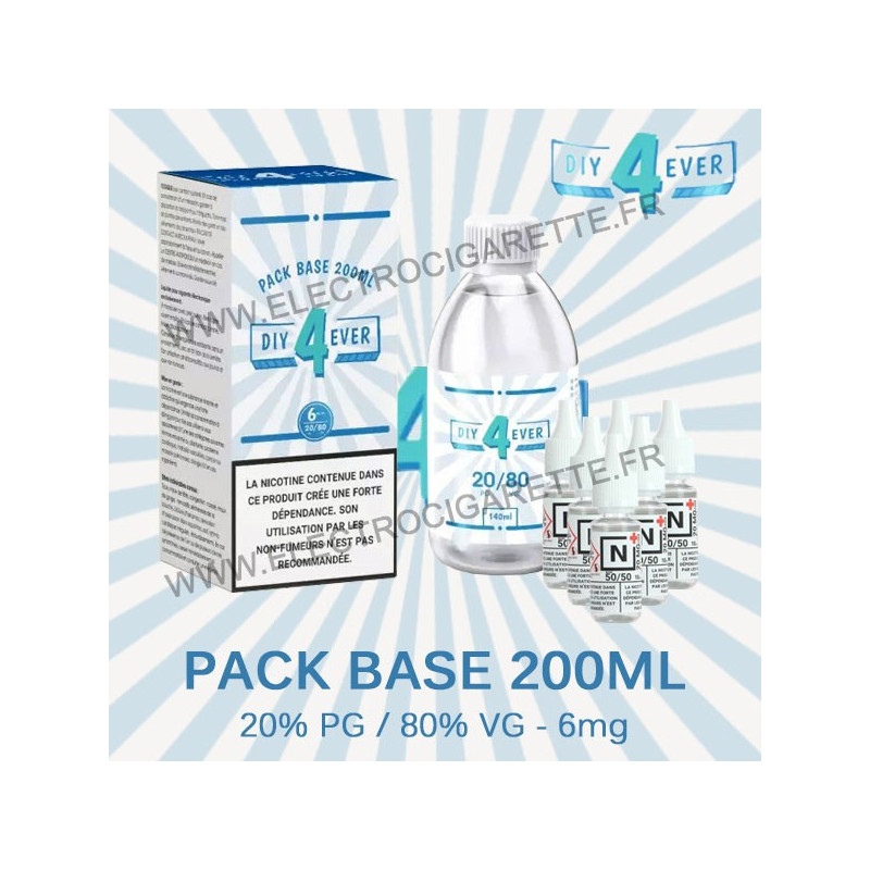 Kit Base - Diy4Ever - 200 ml - 20% PG / 80% VG - 6mg - 6 boosters