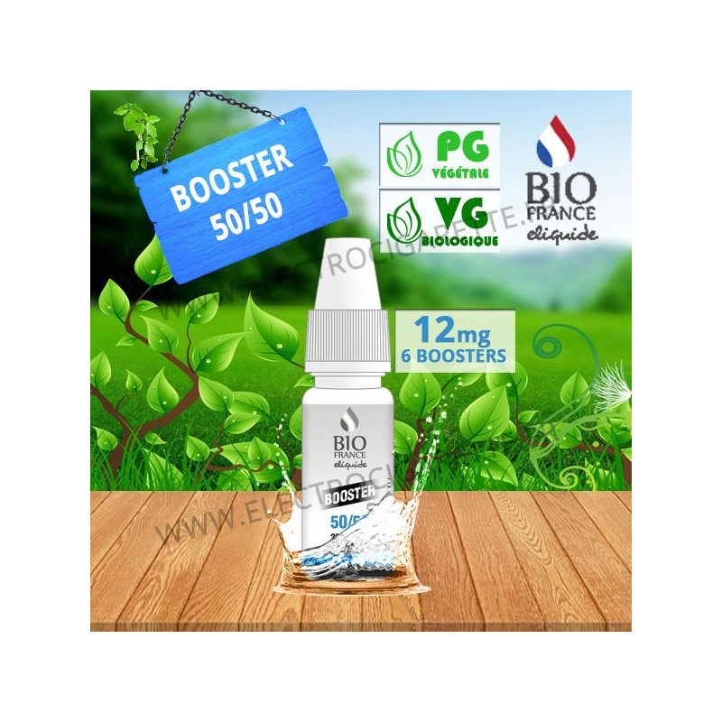 Pack 6 boosters 10ml pour avoir 12 mg de nicotine pour 100ml - Bio France - PG/VG 50/50