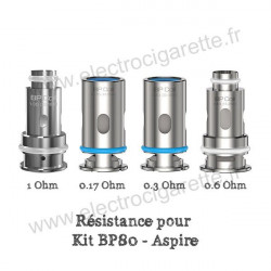 Pack de 5 x résistances BP80 pour 0.17ohm, 0.3ohm, 0.6ohm, 1ohm - Aspire