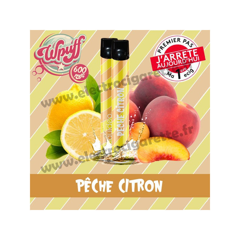 Pêche Citron - Wpuff - Vape Pen - Cigarette jetable
