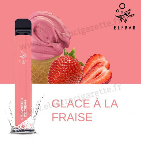 Glace à la Fraise - Elf Bar 600 - 550mah 2ml - Vape Pen - Cigarette jetable