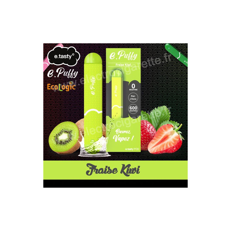Fraise Kiwi - e.Puffy - e.Tasty - Vape Pen - Cigarette jetable