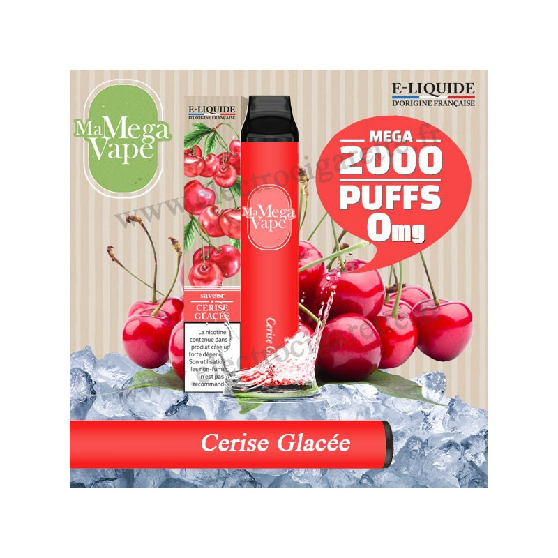 Cerise Glacée - Ma mega vape - Vape Pen - Cigarette jetable