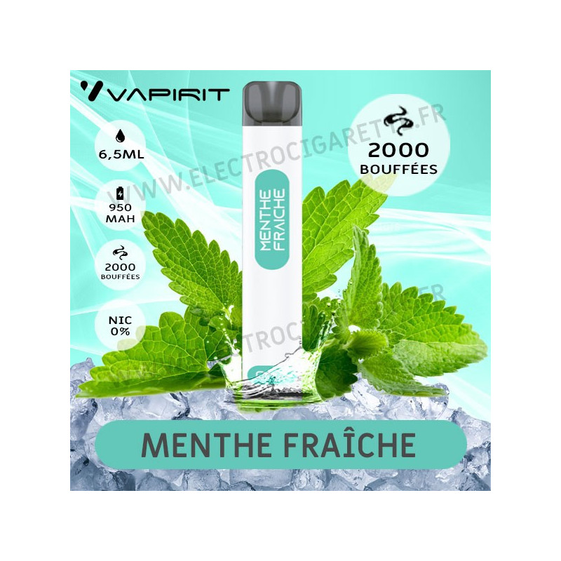 Menthe Fraîche - 2000 Puffs - Vapirit - Cigarette jetable
