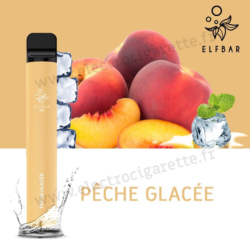 Pêche Glacée - Elf Bar 600 - 550mah 2ml - Vape Pen - Cigarette jetable