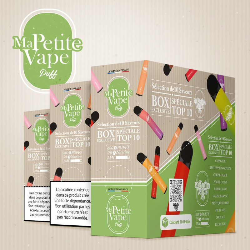Box Top 10 - Ma petite vape - Vape Pen - Cigarette jetable
