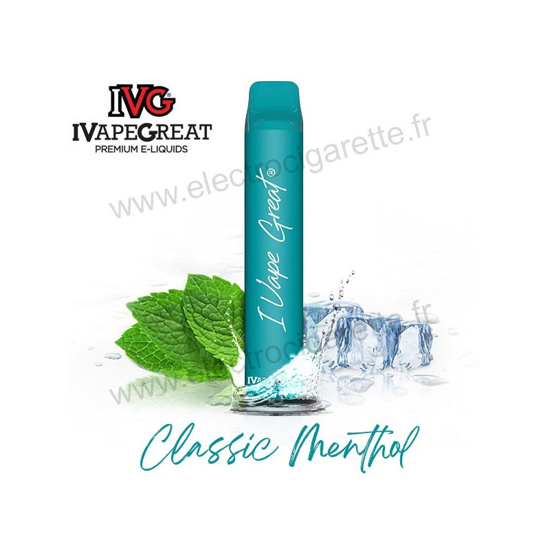 Classic Menthol - I Vape Great Plus - IVG - Puff Vape Pen - Cigarette jetable