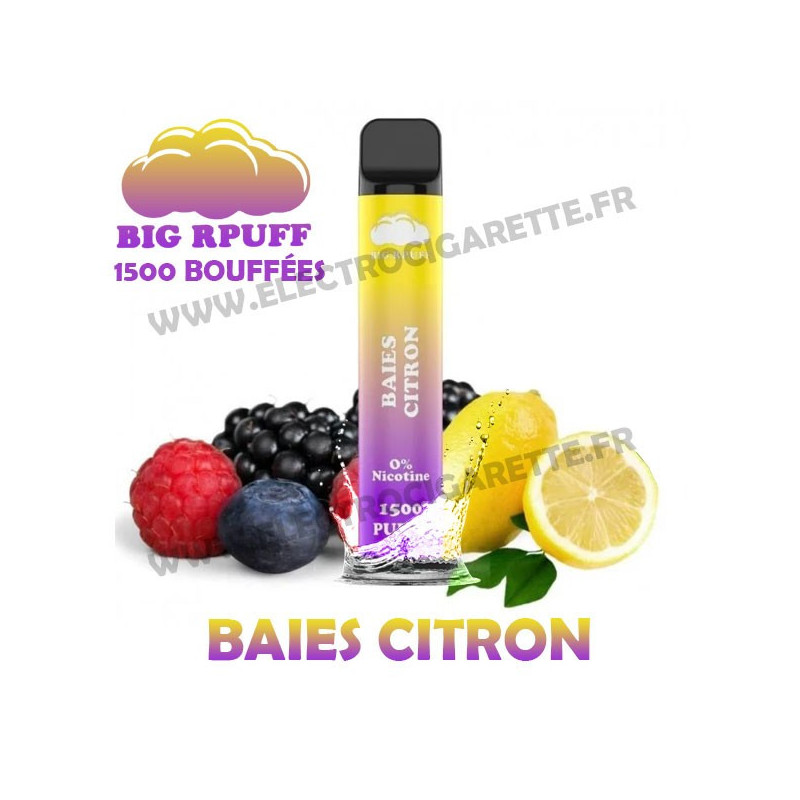 Baies Citron - Big Rpuff - 1500 Puff Vape Pen - Cigarette jetable