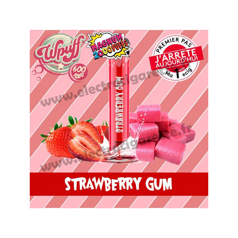 Strawberry Gum - Wpuff Magnum - Vape Pen - Cigarette jetable
