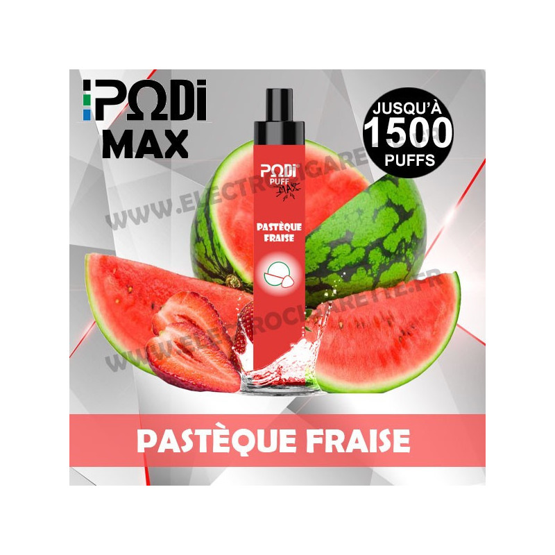 Pastèque Fraise - PodiPuff Max - Podissime - Vape Pen - Cigarette jetable