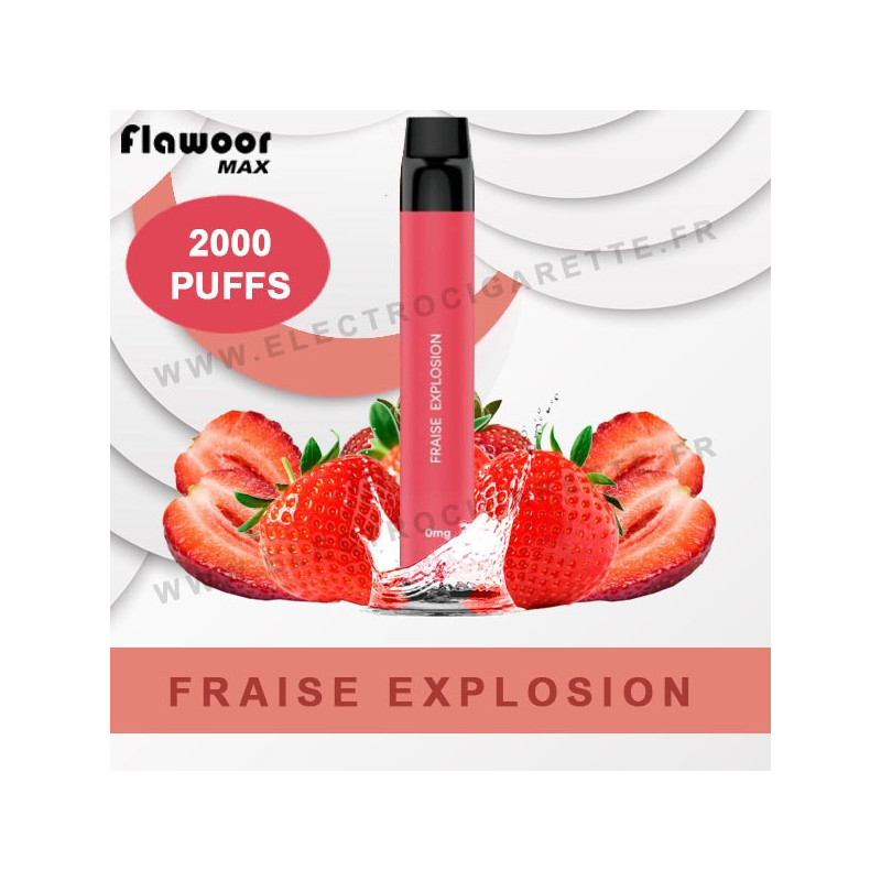 Fraise Explosion - Flawoor Max - 2000 Puffs - Vape Pen - Cigarette jetable