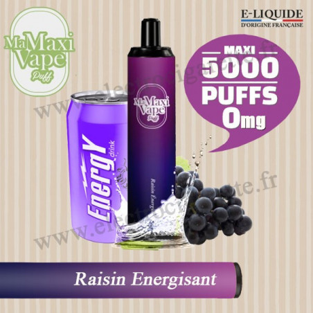 Raisin Energisant - Ma maxi vape - 5000 puffs - Vape Pen - Cigarette jetable - Sans Nicotine