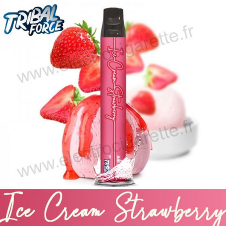 Ice Cream Strawberry - Tribal Force - Air Puff 600 - Vape Pen - Cigarette jetable