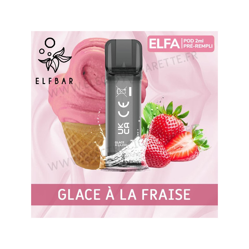 Glace à la fraise - 2 x Capsules Pod Elfa par Elf Bar - 2ml - Vape Pen