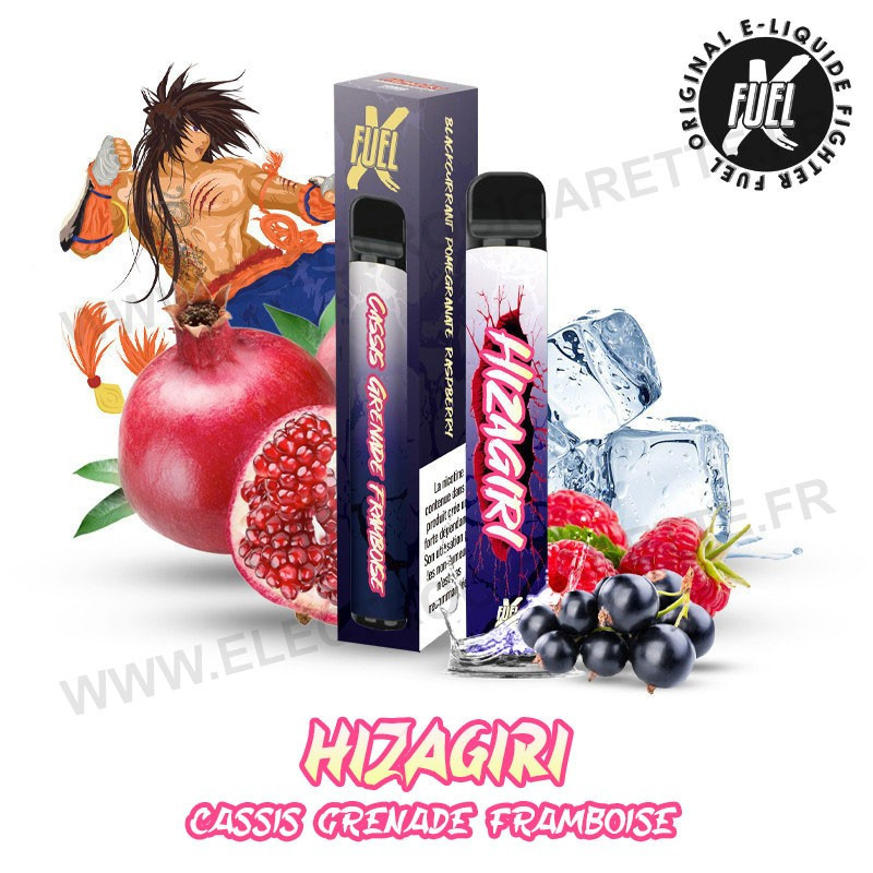 Hizagiri - Cassis Grenade Framboise - Fighter Fuel - Vape Pen - Cigarette jetable - 600 Puff