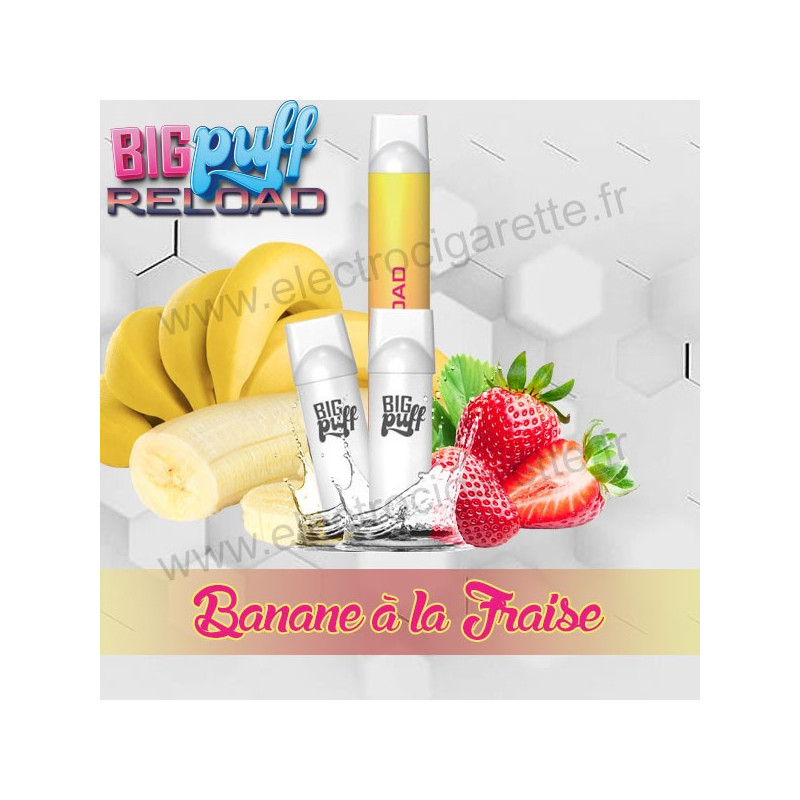 Pod Banane à la Fraise - Big Puff Reload - Vape Pen - Pod Jetable - 600 Puffs