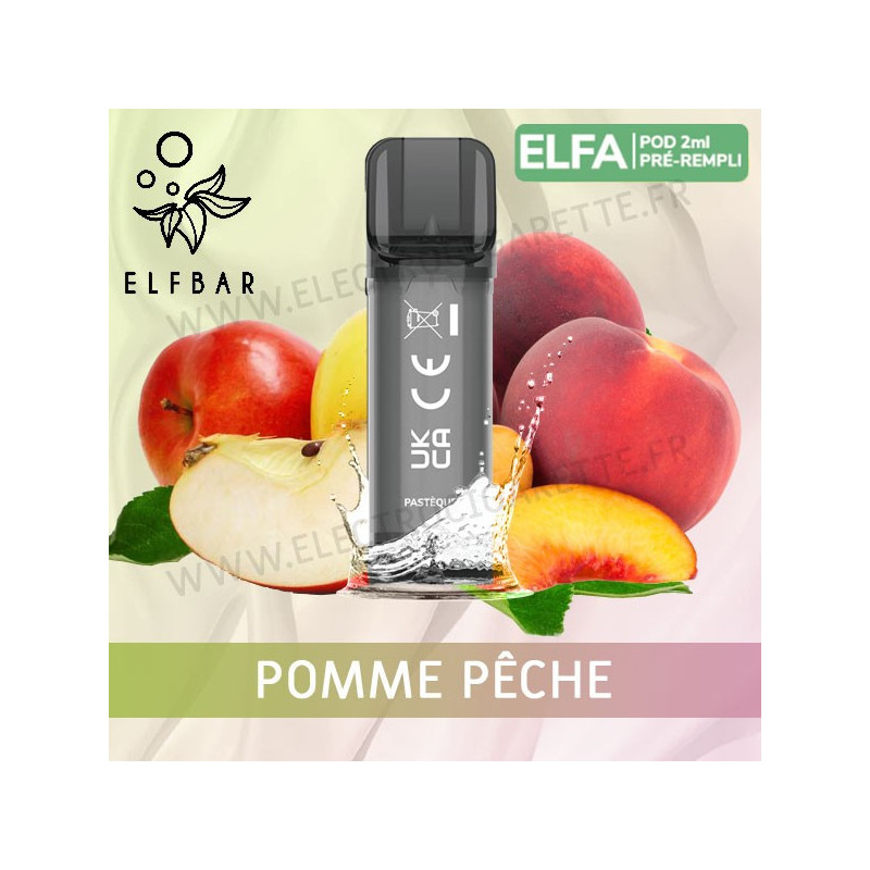 Pomme Pêche - 2 x Capsules Pod Elfa par Elf Bar - 2ml - Vape Pen