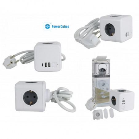 Multiprise secteur avec ports USB et extension PowerCube