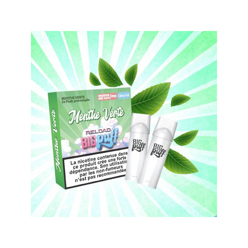Menthe Verte - Big Puff Reload - Vape Pen - Pod Jetable