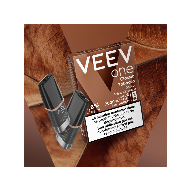 Paquet de 2 Pods pré-remplis Veev One Classic Tobacco - Veev Saveur Tabac