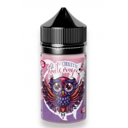 Bouteille d'E-liquide 'Le Chouette Fruits Rouges' de Vape Institut, 50 ml, avec design de chouette violet