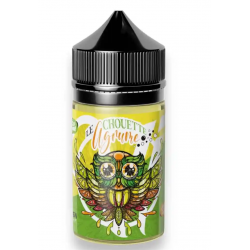 Bouteille d'E-liquide 'Le Chouette Agrume' de Vape Institut, 50 ml, avec illustration colorée de chouette