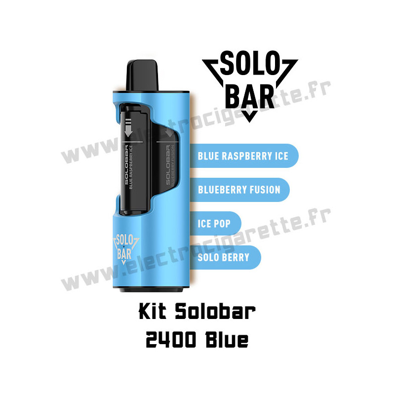 Kit Solobar 2400 4en1 avec Pod 2ml 20mg - Blue