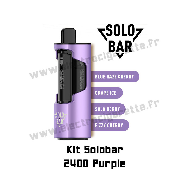 Kit Solobar 2400 4en1 avec Pod 2ml 20mg - Purple