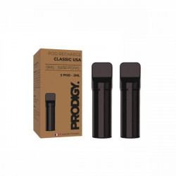 Pack Prodigy par Vape Maker avec cartouches pré-remplies goût Classic USA Nic Salt 2ml