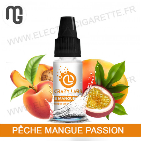 Pack de 5 x Pêche Mangue Passion - Crazy Labs - MG Vape - 10 ml