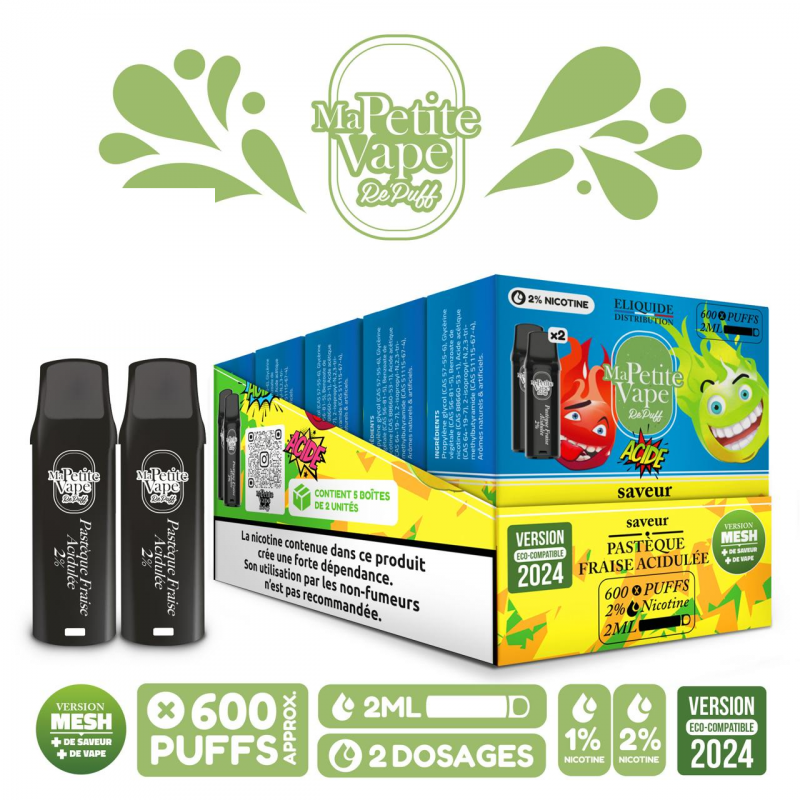 Ma Petite Vape De Puff 600 Puffs - Pastèque Fraise Acidulée