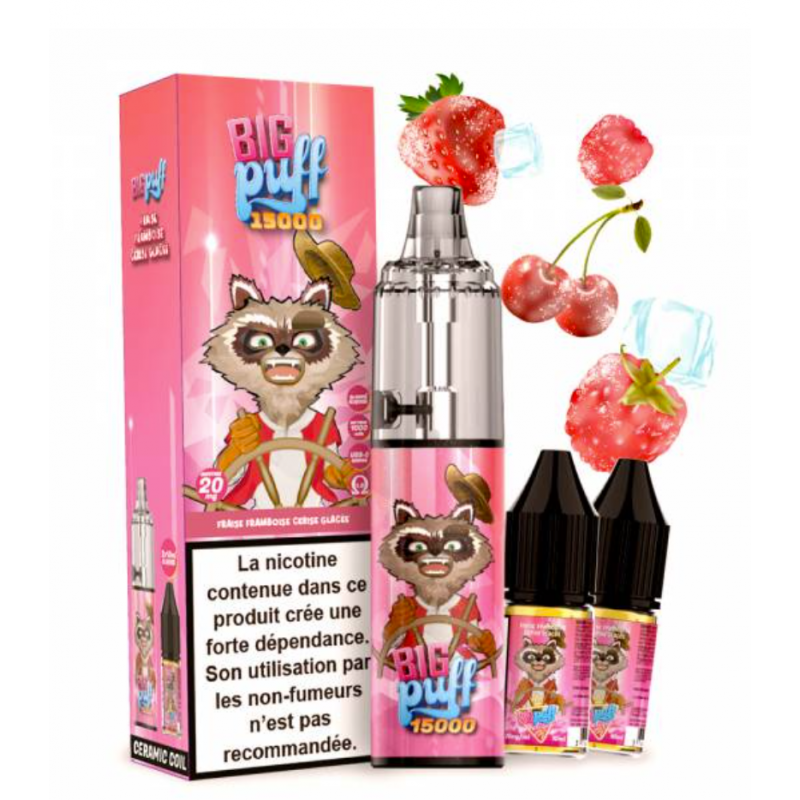 Tornado 15000 puffs 20 mg Fraise Framboise Cerise Glacée - Big Puff
