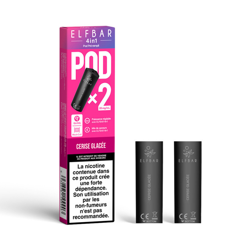 Pack de 2 Pods 4en1 2mL 20mg Elfbar - Cerise glacée