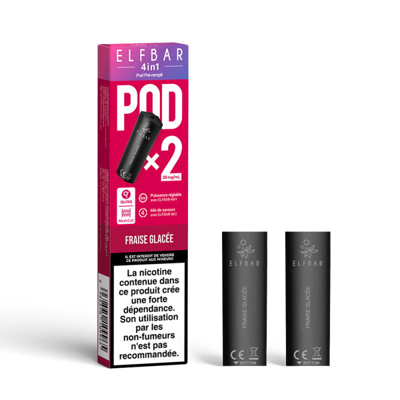 Pack de 2 Pods 4en1 2mL 20mg Elfbar - Fraise glacée