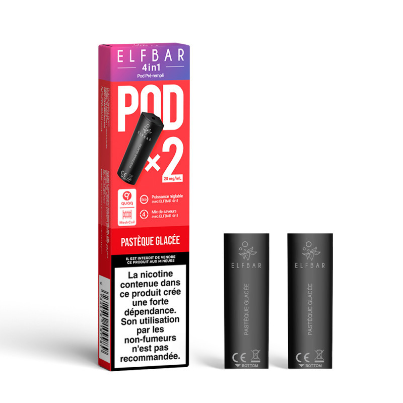 Pack de 2 Pods 4en1 2mL 20mg Elfbar - Pastèque glacée
