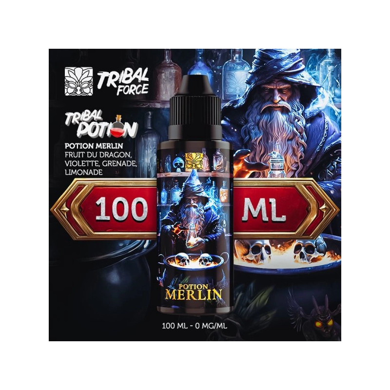 Potion Merlin (Violette/Fruit du dragon/Grenade/Limonade) 0mg 100ml - Tribal Force