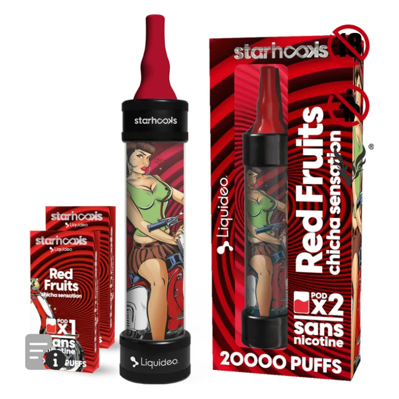 Starhooks Chicha 20 000 Puffs - 1 Batterie + 2 Pods Red Fruits