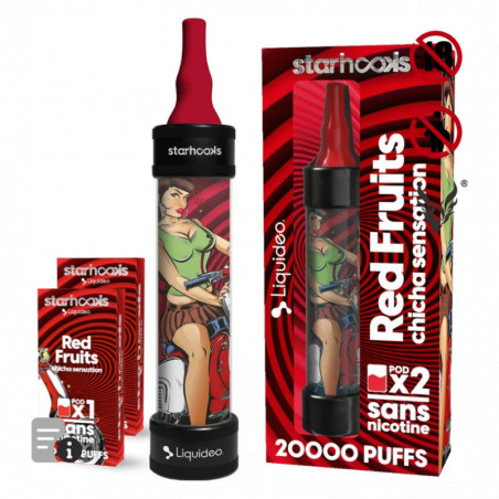 Starhooks Chicha 20 000 Puffs - 1 Batterie + 2 Pods Red Fruits