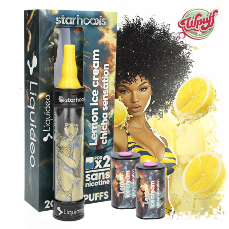 Starhooks Chicha 20 000 Puffs - 1 Batterie + 2 Pods Lemon Ice Cream