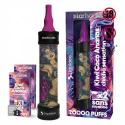 Starhooks Chicha 20 000 Puffs - 1 Batterie + 2 Pods Kiwi Coco Ananas