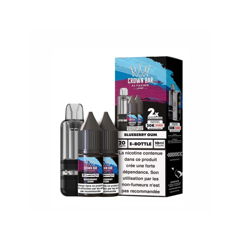 Blueberry Gum - Cartouche Cubic 30k 20ml avec 2 x E-liquides 20mg 10ml - Crown Bar by Al Fakher