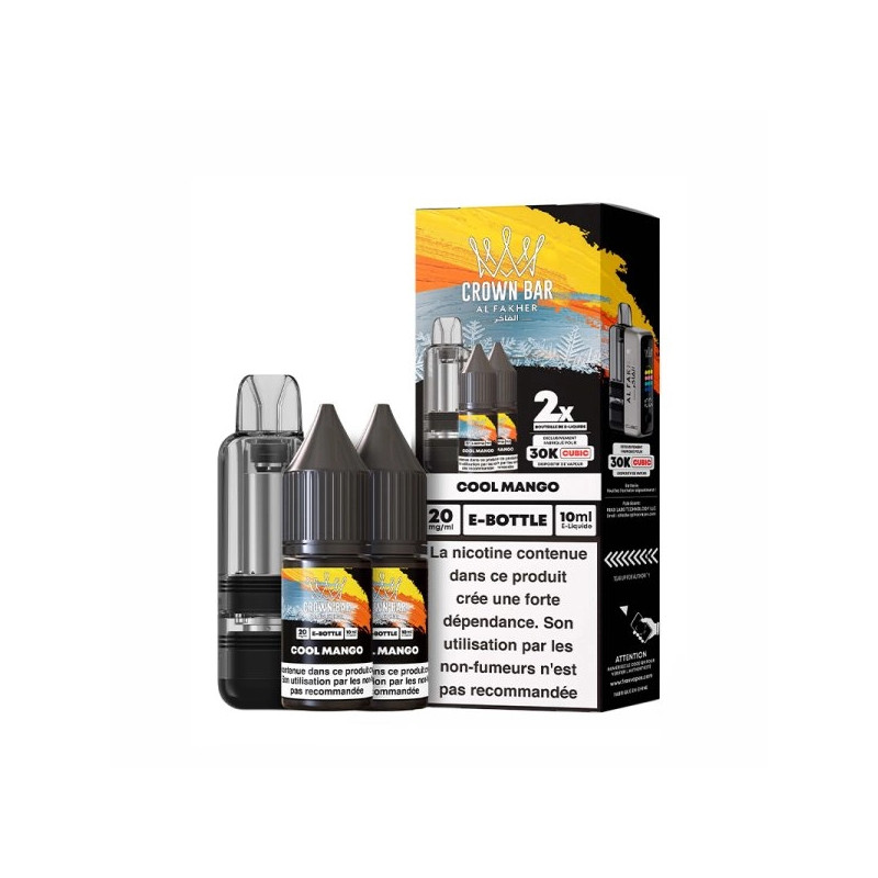 Cool Mango - Cartouche Cubic 30k 20ml avec 2 x E-liquides 20mg 10ml - Crown Bar by Al Fakher
