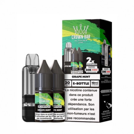 Grape Mint - Cartouche Cubic 30k 20ml avec 2 x E-liquides 20mg 10ml - Crown Bar by Al Fakher
