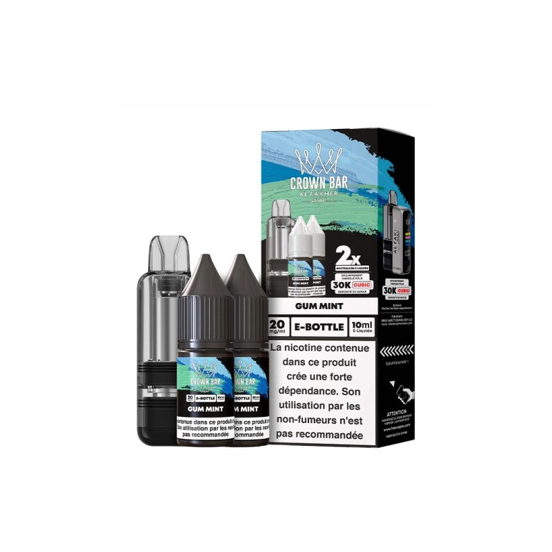 Gum Mint - Cartouche Cubic 30k 20ml avec 2 x E-liquides 20mg 10ml - Crown Bar by Al Fakher