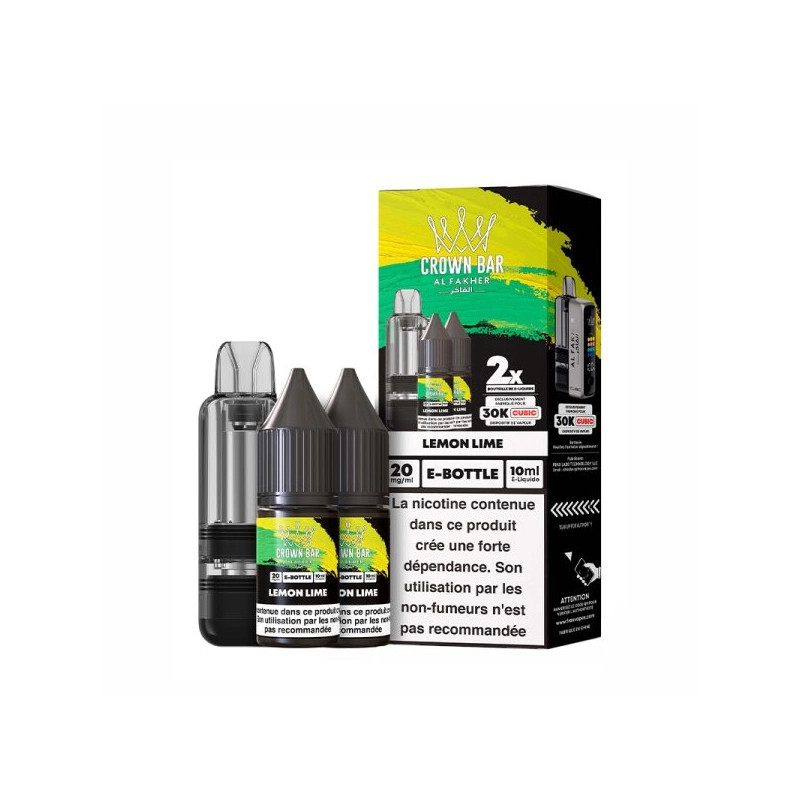 Lemon Lime - Cartouche Cubic 30k 20ml avec 2 x E-liquides 20mg 10ml - Crown Bar by Al Fakher